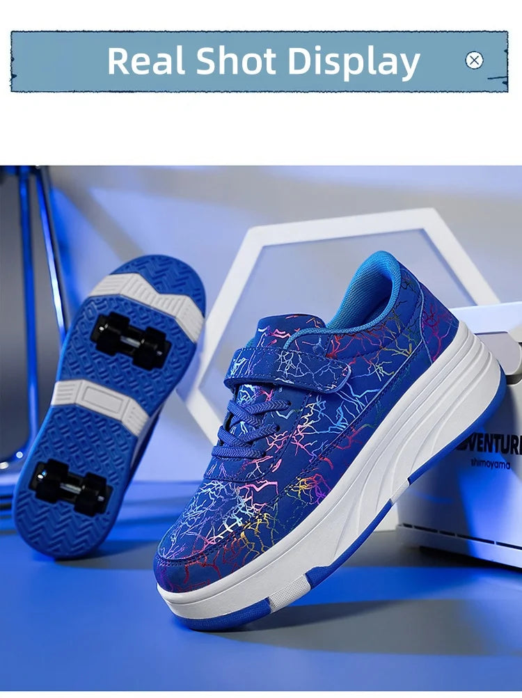 4 Wheel Dual-Use Roller Skates With Detachable Wheels,Sneakers, Boys And Girls Shoes With Wheels,Speed Skate