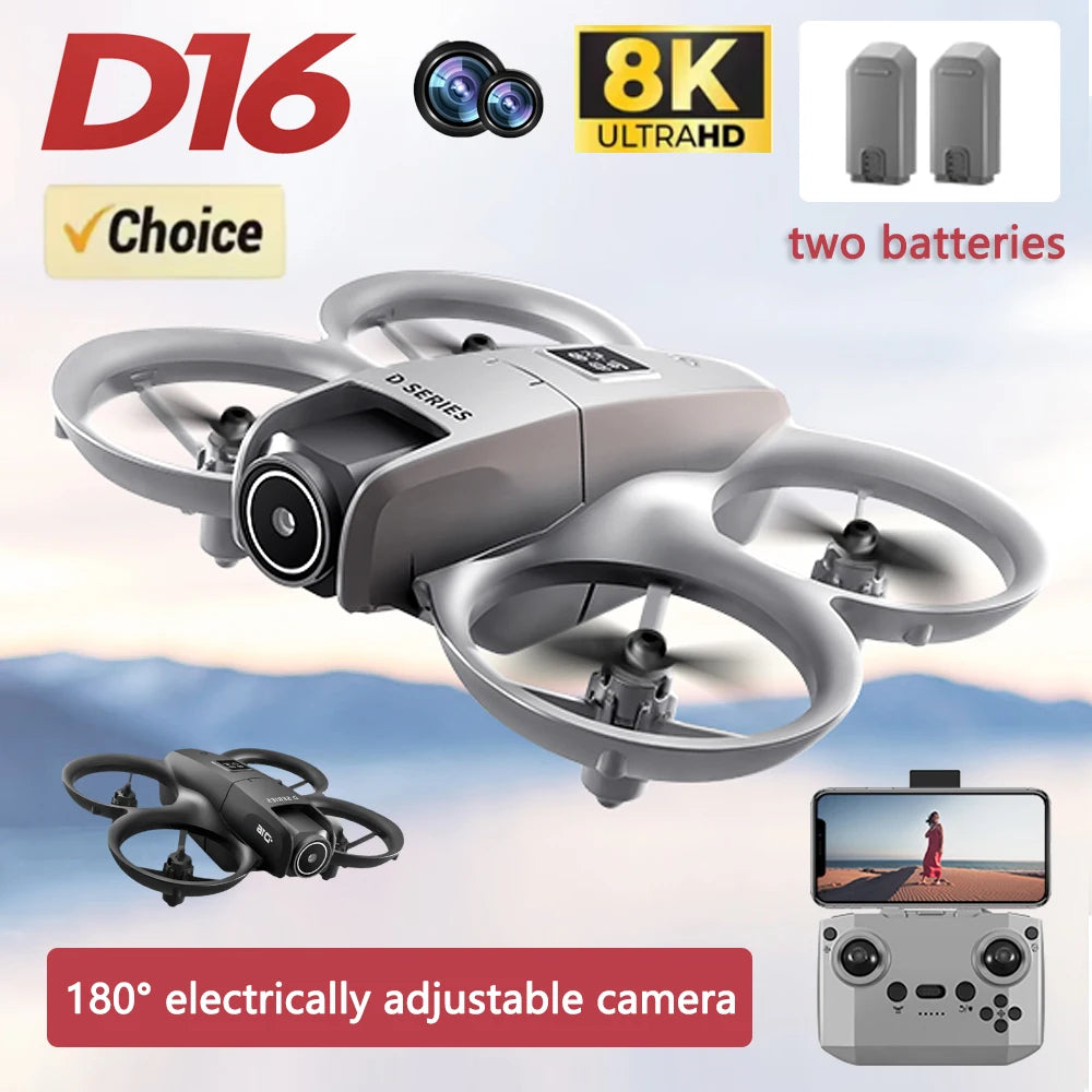 D16 Mini Drone 4k HD Camera ESC Aerial Aircraft Air Pressure Fixed Height Pocket UFO Remote Control Airplane Gift Toys for Kids