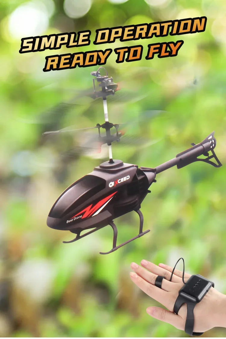 Watch Wrist Hand Controlled Induction Aircraft Impact Resistant Helicopter with Lighting Rechargeable Mini RC Drone