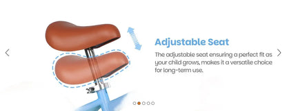 14 Inch Kids Balance Bike, Lightweight Height-adjustable Push Bike with Removable Basket and Rubber Air Tires