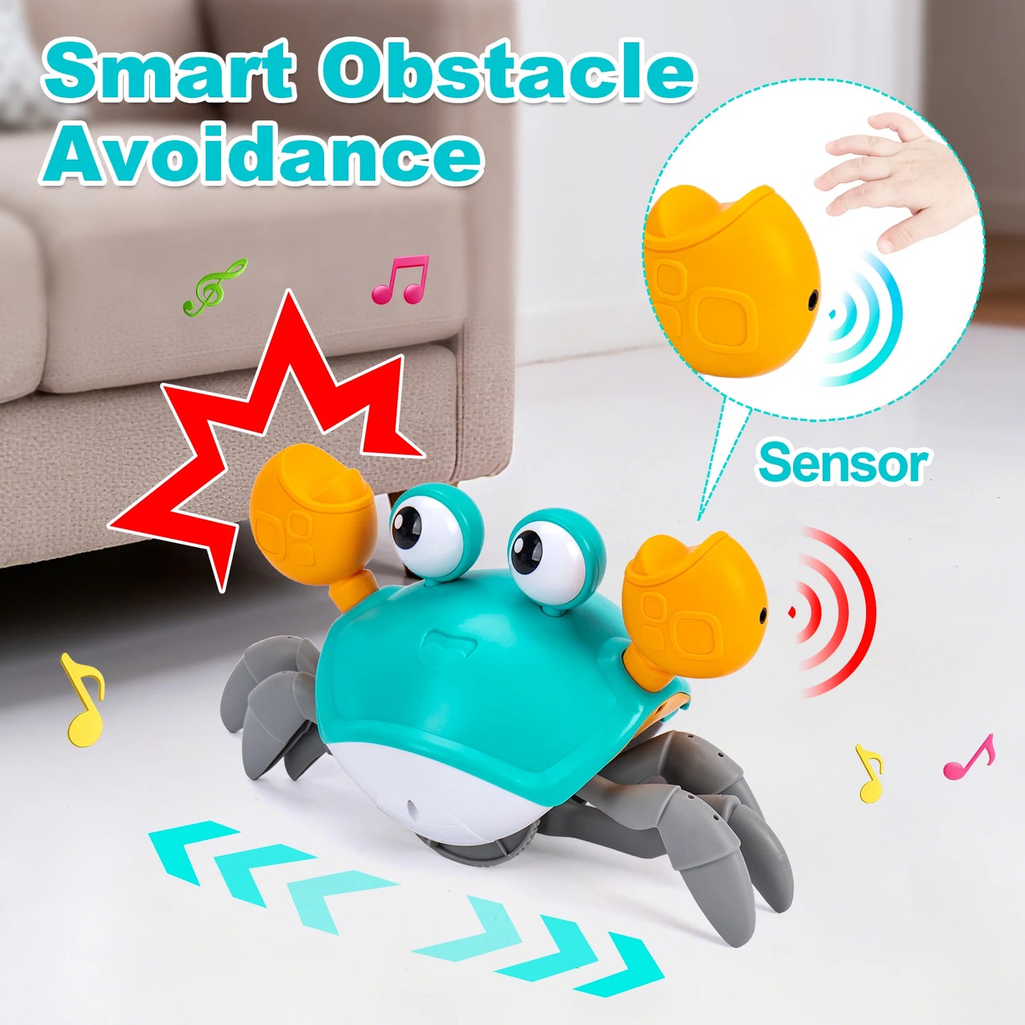 Dancing Crab Run Away Toys Baby Crawling Escape Crabs Toys Kids Electronic Toys USB Charging Interactive Toddler Tummy Time Toys