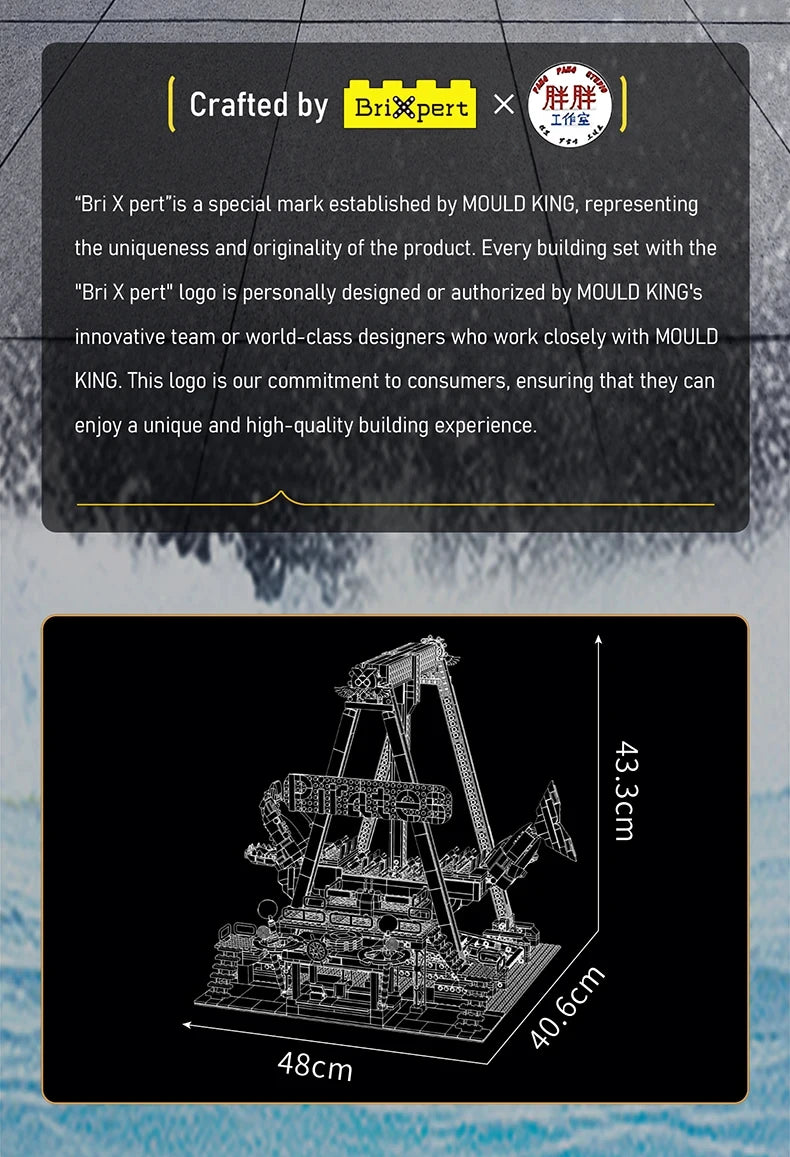 MOULD KING  Amusement Park Toys Motorized Spinning Ride,Water Slide,Flying Swing Ride,Shark Pirate Ship Building Blocks Bricks