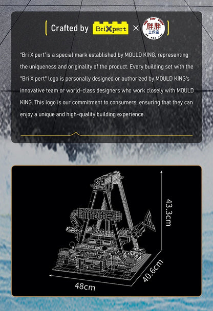 MOULD KING  Amusement Park Toys Motorized Spinning Ride,Water Slide,Flying Swing Ride,Shark Pirate Ship Building Blocks Bricks