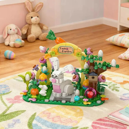 MOC Rabbit Easter Egg Easter Garden Animal Building Blocks Set Easter Bunny Carrots Toy For Kid's Birthday Holiday Easter Gifts