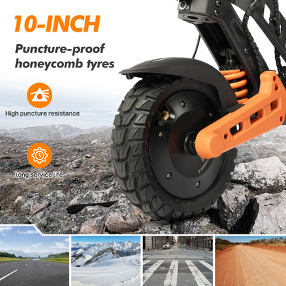 vankel E-Scooter 1600W Dual Motor 48V20Ah Battery Foldable Electric Scooter 10 inch Off-road Tire Double Suspension Escooters