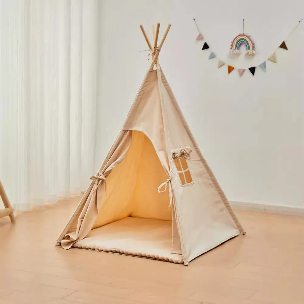 Portable  Teepee Tent Large Play House for Children Tents Kids Canvas Indian Play Tent Wigwam Child Tipi Room Decoration