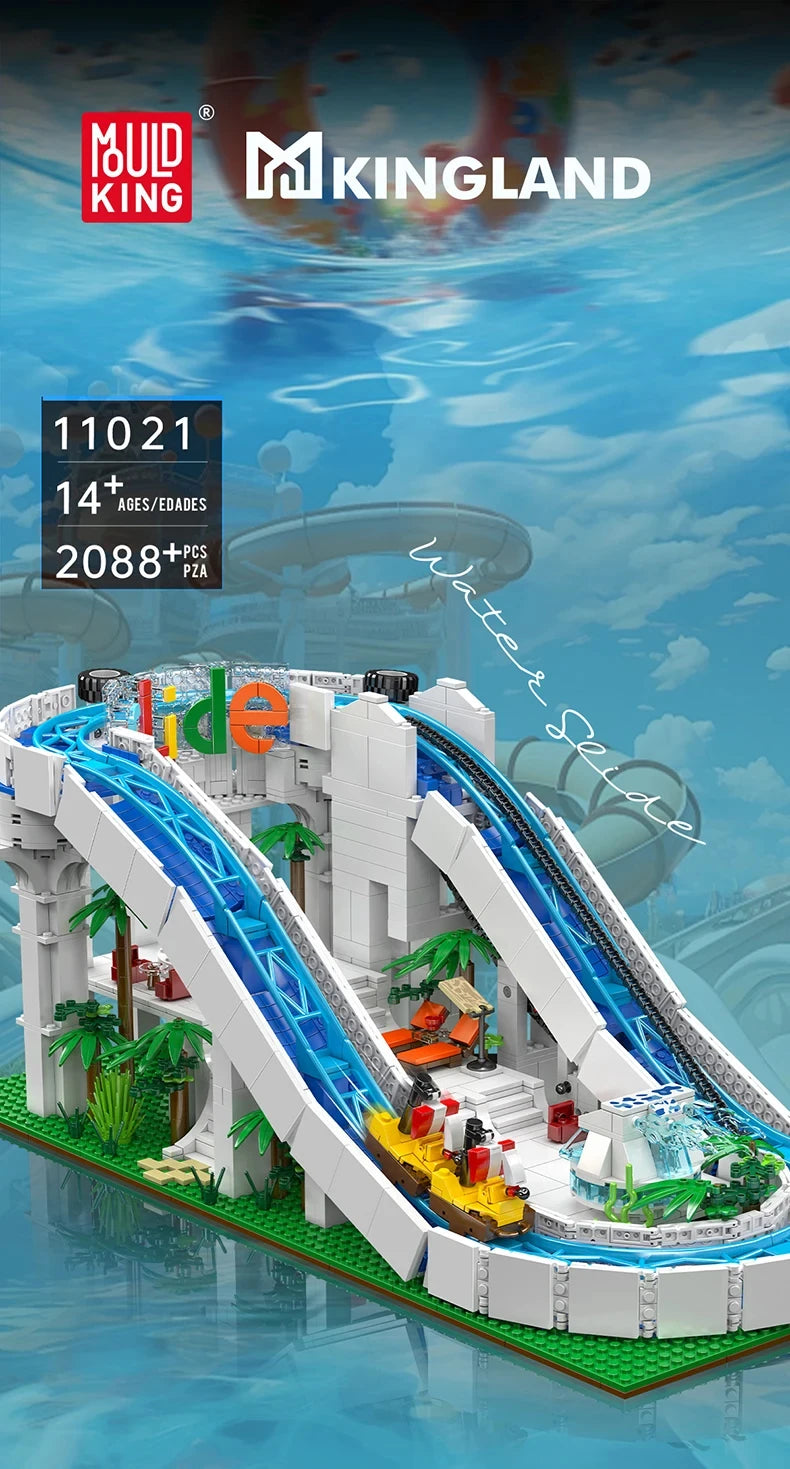 MOULD KING  Amusement Park Toys Motorized Spinning Ride,Water Slide,Flying Swing Ride,Shark Pirate Ship Building Blocks Bricks