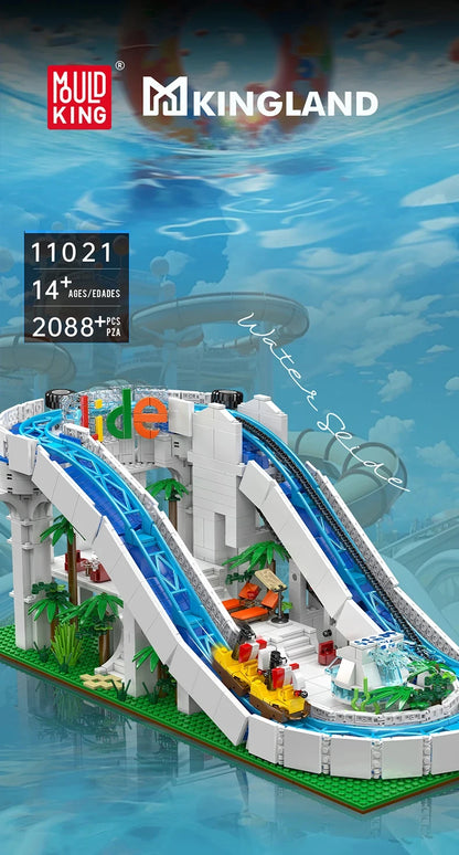 MOULD KING  Amusement Park Toys Motorized Spinning Ride,Water Slide,Flying Swing Ride,Shark Pirate Ship Building Blocks Bricks