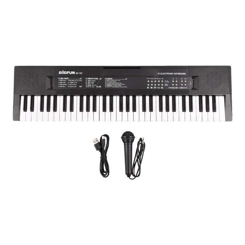 BIGFUN 61 Key Electronic Keyboard Piano Dual Speaker 8 Tone 5 Rhythm 5 Drums Percussion 6 Demo Musical Instrument with Mic