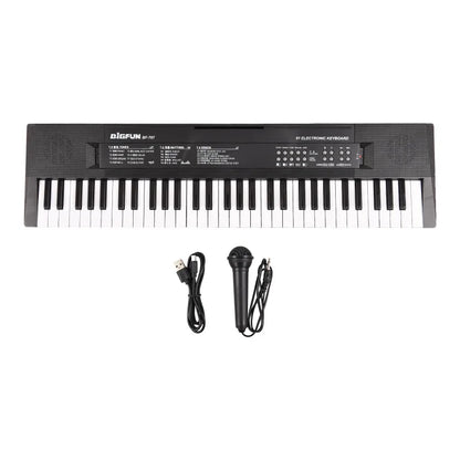 BIGFUN 61 Key Electronic Keyboard Piano Dual Speaker 8 Tone 5 Rhythm 5 Drums Percussion 6 Demo Musical Instrument with Mic