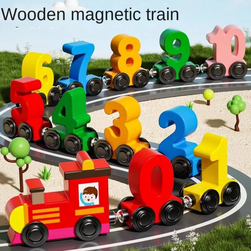 Magnetic Number Train Toys Montessori Wooden Toy Little Number Train Model Cognition Learning Car Children's Educational Toys