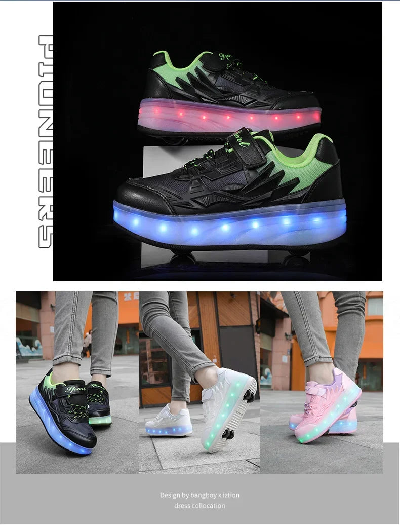 New Kids Roller Skates Boys Girls Inline Skates Four-Wheel Balance Wheels Walking Shoes Spring Outdoor Sports Entertainment