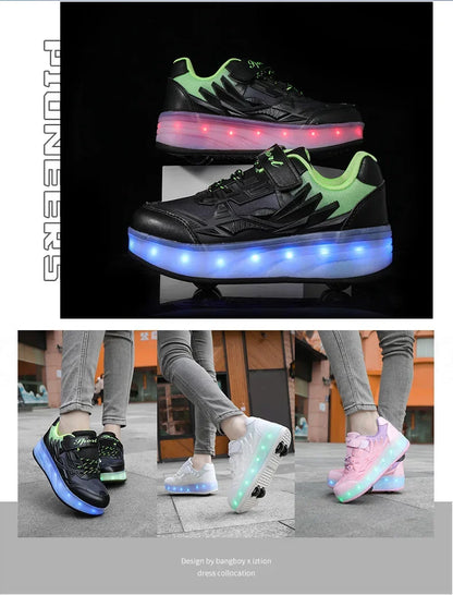 New Kids Roller Skates Boys Girls Inline Skates Four-Wheel Balance Wheels Walking Shoes Spring Outdoor Sports Entertainment