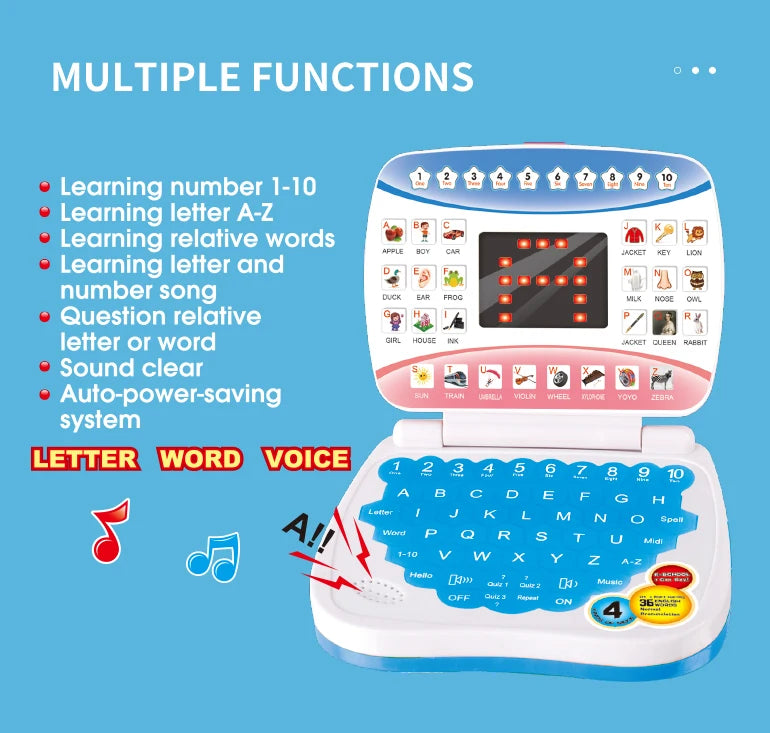 Learning Machine Laptop Computer Child Electronic Preschool Language Education Toys Gift Toddler Kid Developing Cognitive Skills