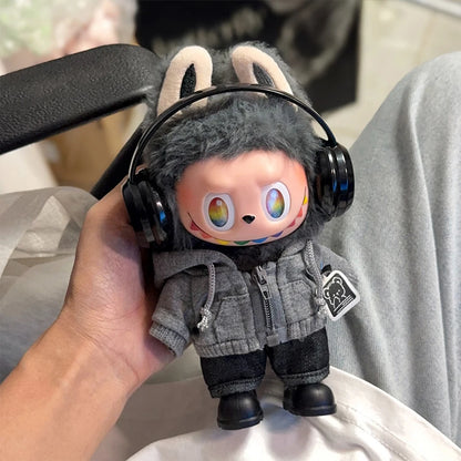 For labubu Big Into Energy Series Casual Hoodie Grey And Black Suit Fashion Sweatshirt Jacket Lovely Outfit Gifts