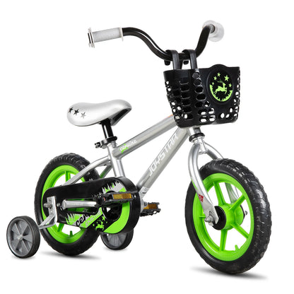 JOYSTAR Cervine 14 18 20 Inch Kids Bike Ages 3-10 Years, graffiti style bike with basket, auxiliary wheels, soft seat, Grey