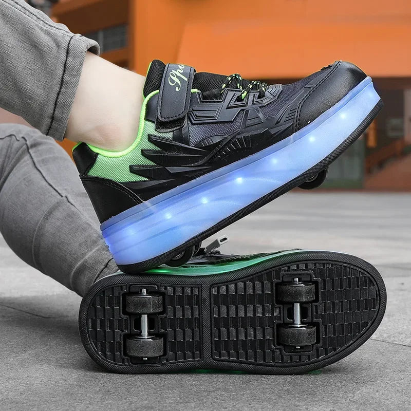 New Kids Roller Skates Boys Girls Inline Skates Four-Wheel Balance Wheels Walking Shoes Spring Outdoor Sports Entertainment