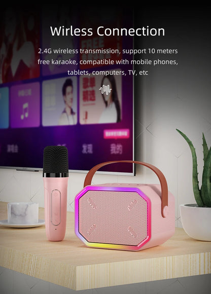 Mini Karaoke Machine for Kids Portable Karaoke Machine Bluetooth Wireless Microphones LDE Light Toys Gifts for Girls Boys