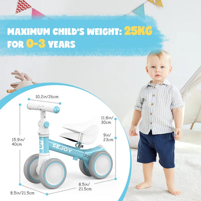 Baby Balance Bike for 1 Year Old Boys Girls 12-36 Month Toddler Balance Bike, 4 Wheels Toddler First Bike,Birthday Gifts,Blue