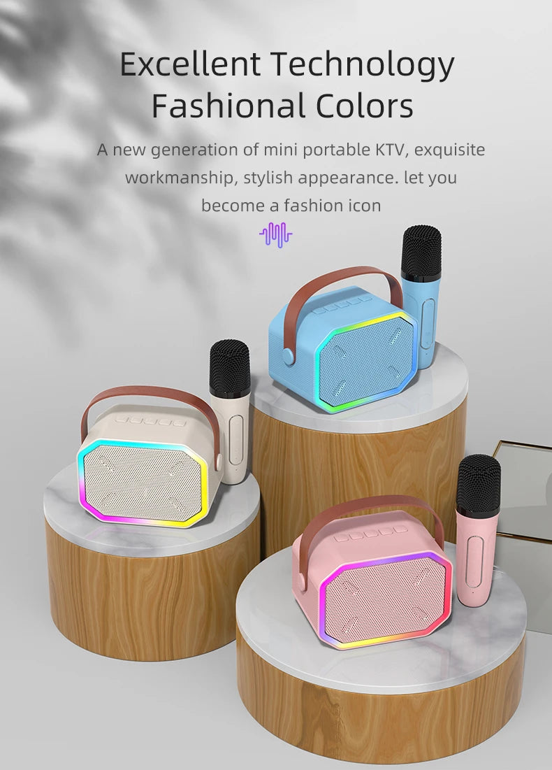 Mini Karaoke Machine for Kids Portable Karaoke Machine Bluetooth Wireless Microphones LDE Light Toys Gifts for Girls Boys