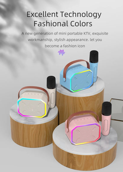 Mini Karaoke Machine for Kids Portable Karaoke Machine Bluetooth Wireless Microphones LDE Light Toys Gifts for Girls Boys