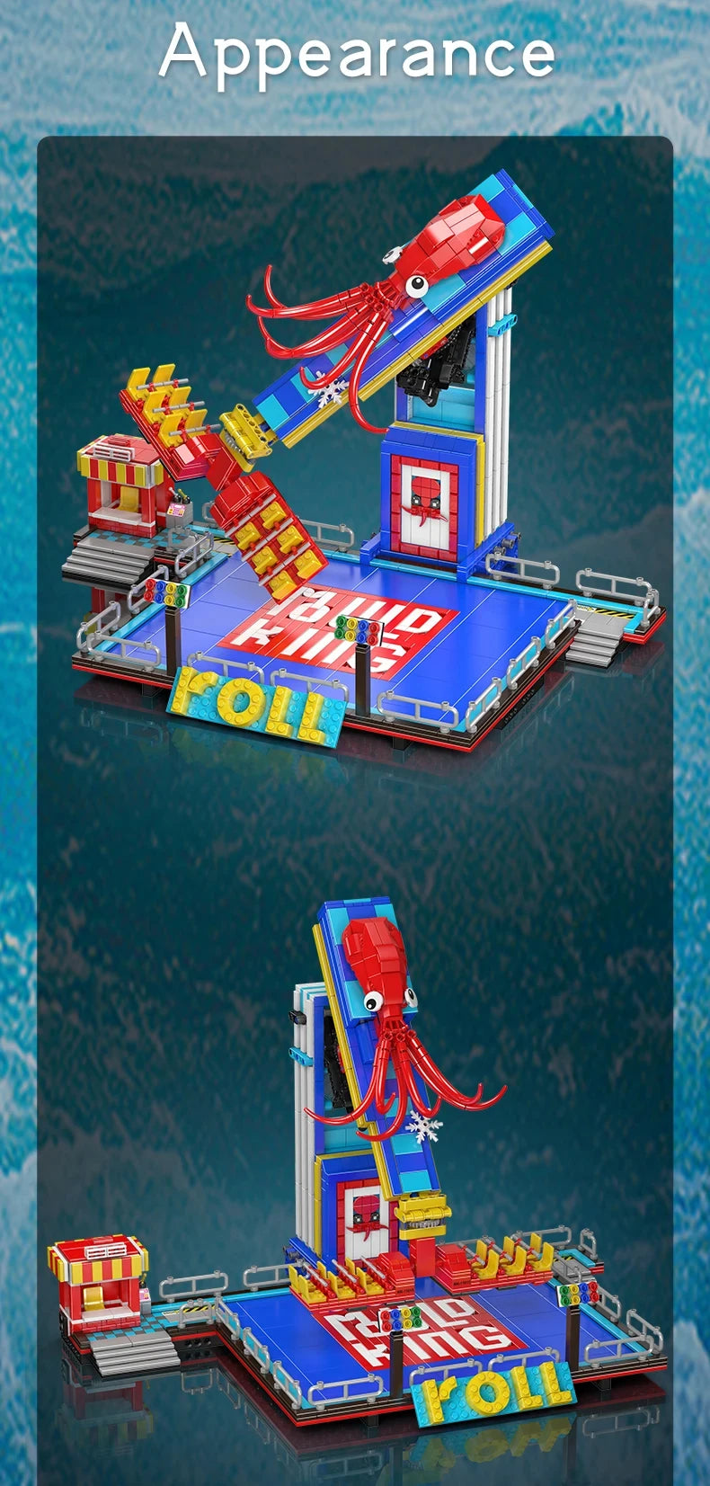 MOULD KING  Amusement Park Toys Motorized Spinning Ride,Water Slide,Flying Swing Ride,Shark Pirate Ship Building Blocks Bricks