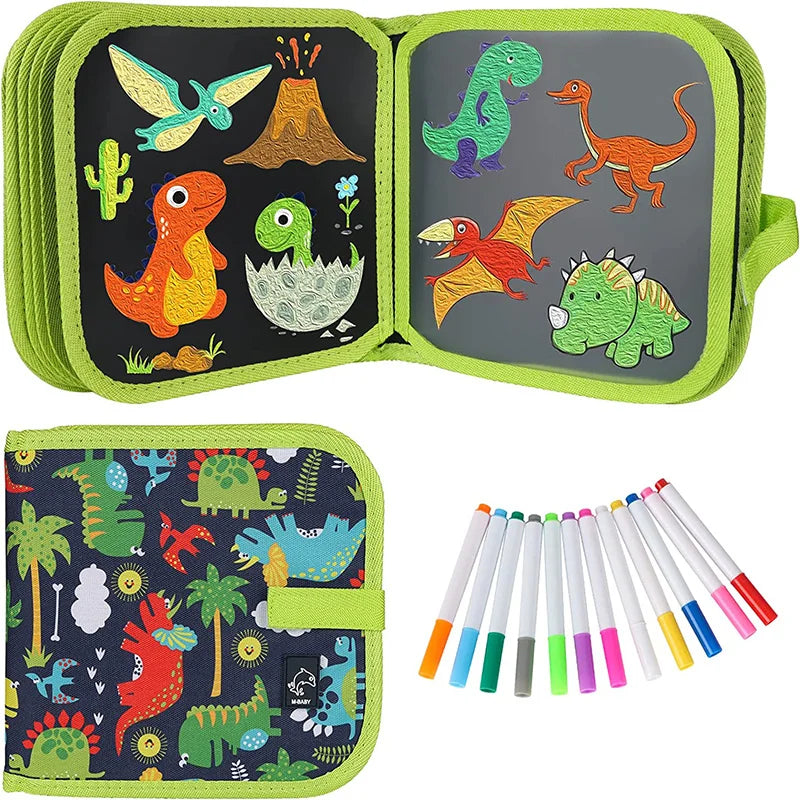 Erasable Doodle Book for KidsToddlers Toys Reusable Drawing Pads with 12 Watercolor Pens Preschool Toy Trip Writing Painting Set