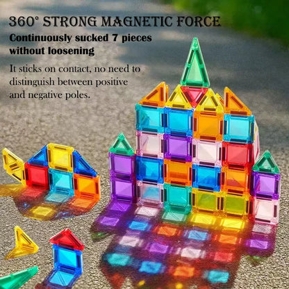 Mini Magnetic Tile Color Window Block Magnetic Block Portable Assembly Pocket Travel Bag Children'S Puzzle Toy