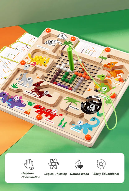 Magnetic Color and Number Maze Montessori Dinosaur Counting Matching Learning Puzzle Board Toddler Fine Motor Skills Travel Toys