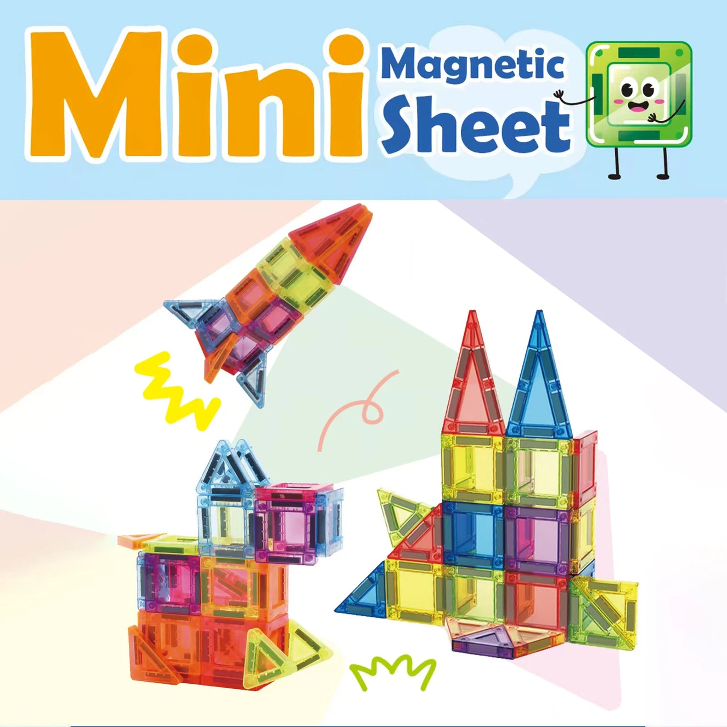 Mini Magnetic Tile Color Window Block Magnetic Block Portable Assembly Pocket Travel Bag Children'S Puzzle Toy