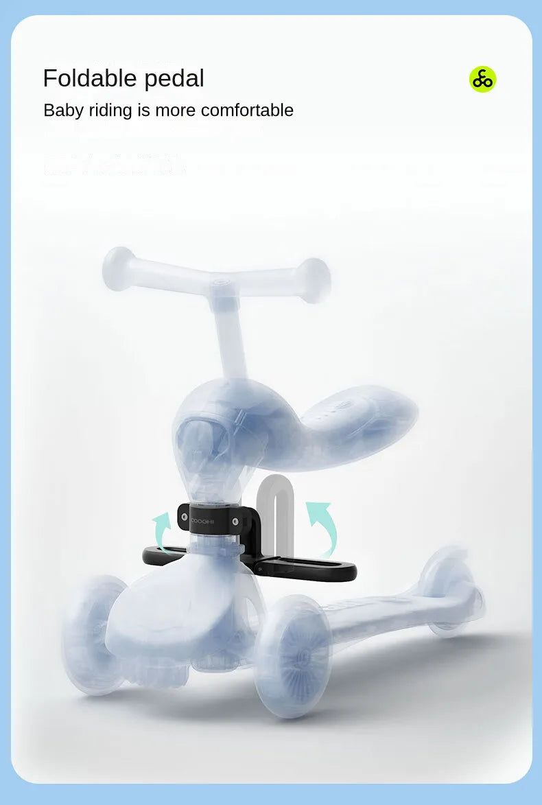 Baby stroller 3 wheels Multifunctional fenced seated scooter suitable for 2-12 years old baby bicycle Lightweight foldable