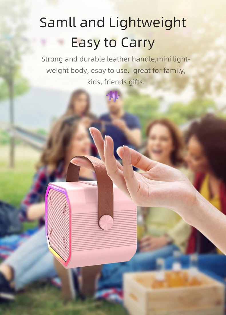 Mini Karaoke Machine for Kids Portable Karaoke Machine Bluetooth Wireless Microphones LDE Light Toys Gifts for Girls Boys