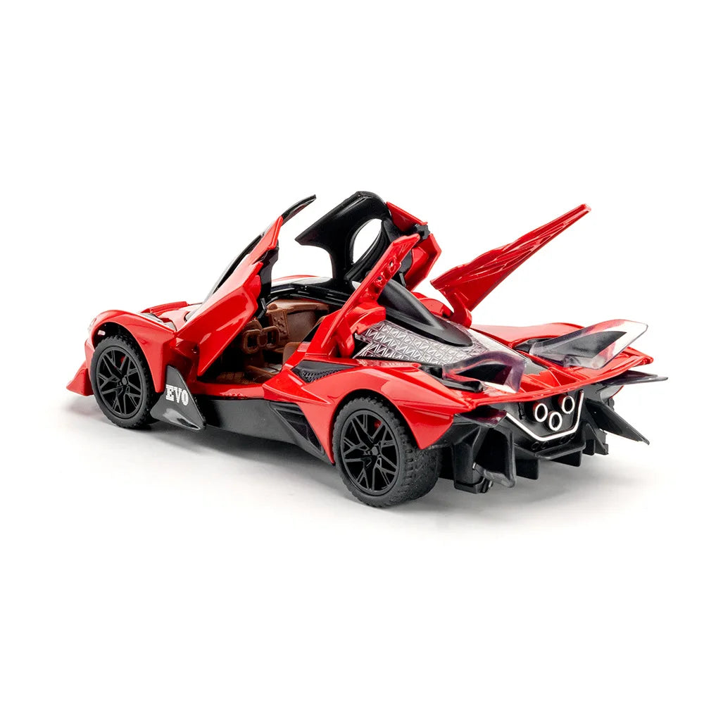 1:32 Scale Apollo EVO Car Toy Models Alloy Diecast Sports Cars Pull Back Sound Light 2 Doors Opened Racing Vehicles Gift for Kid