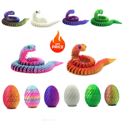 3D Print Cool Snake Dragon Egg Multi-joint Novel Easter Hot Sale Gifts Decompression Children's Toys Desktop Decorations Printed
