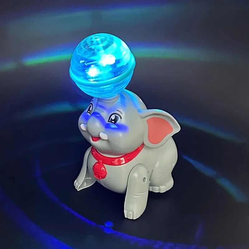 Elephant Floating Ball Toy,Drumming Elephant Blowing Ball with Light Music, Early Learning Educational Toy with Light & Sound