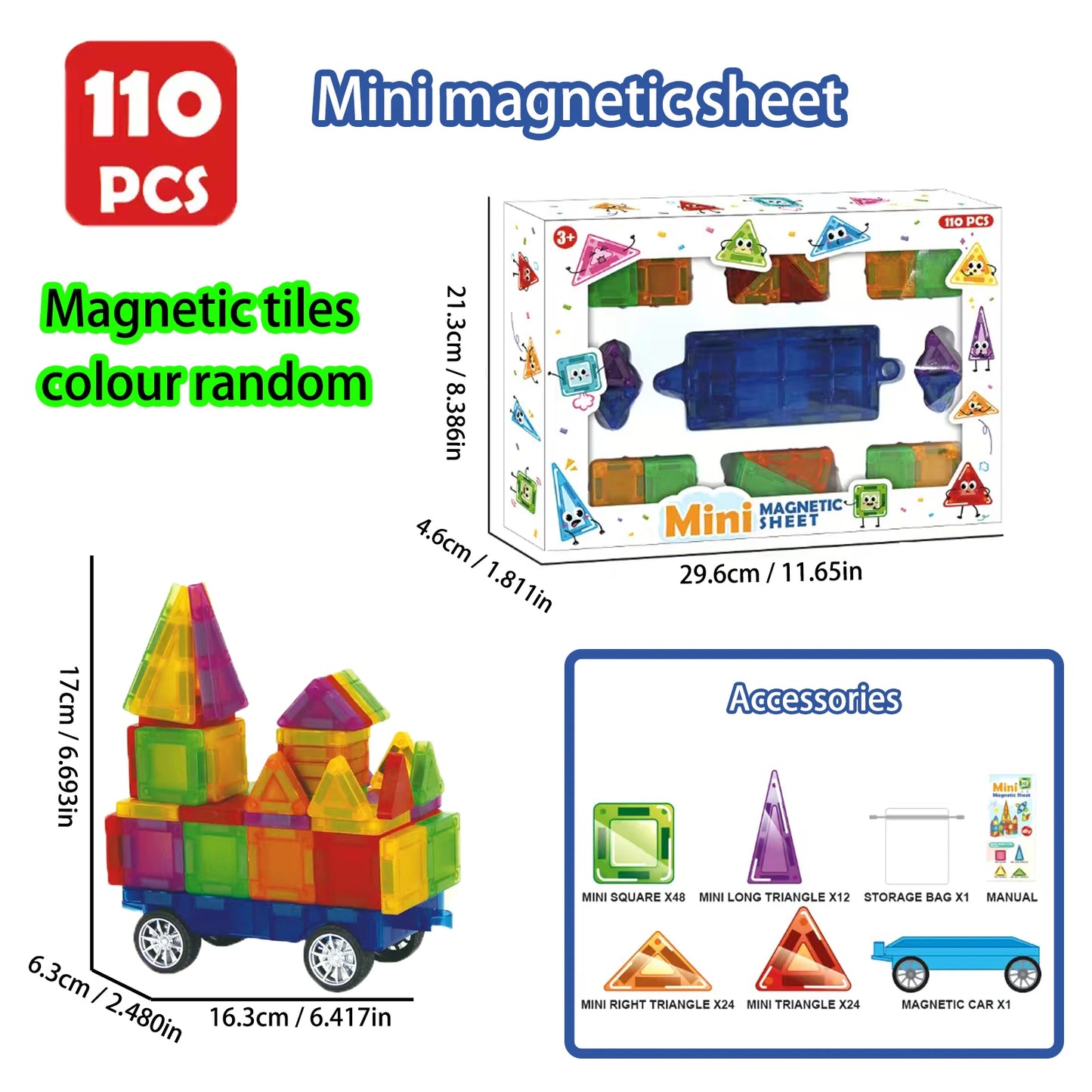Mini Magnetic Tile Color Window Block Magnetic Block Portable Assembly Pocket Travel Bag Children'S Puzzle Toy