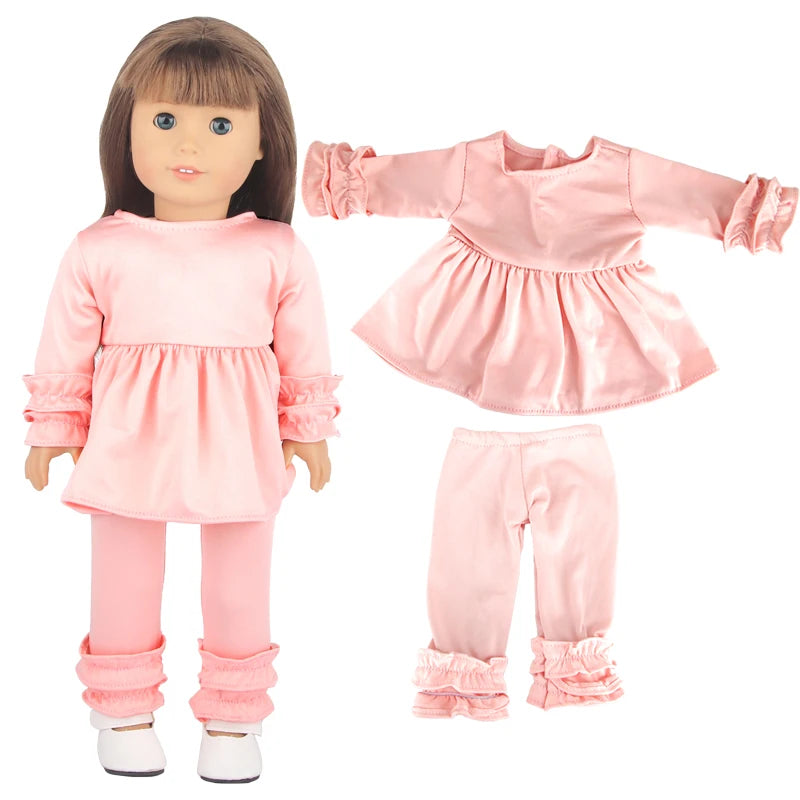 Pink Series Doll Accessories Doll Bag Box Trunk Clothes Pajamas Computer,Phone For 18 Inch American&43cm Baby New Born Girl Doll