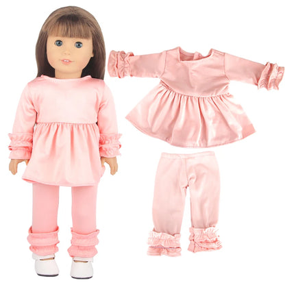 Pink Series Doll Accessories Doll Bag Box Trunk Clothes Pajamas Computer,Phone For 18 Inch American&43cm Baby New Born Girl Doll
