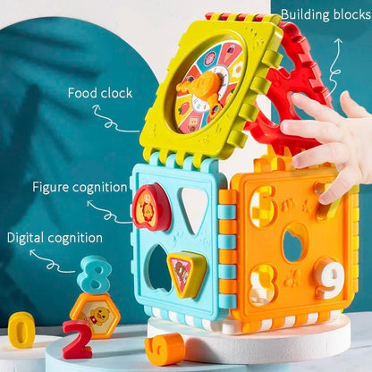 1PCS kids Puzzle Building Block Toy Shape Matching Hexahedron with Number Graphic Cognitive Block for Baby gift