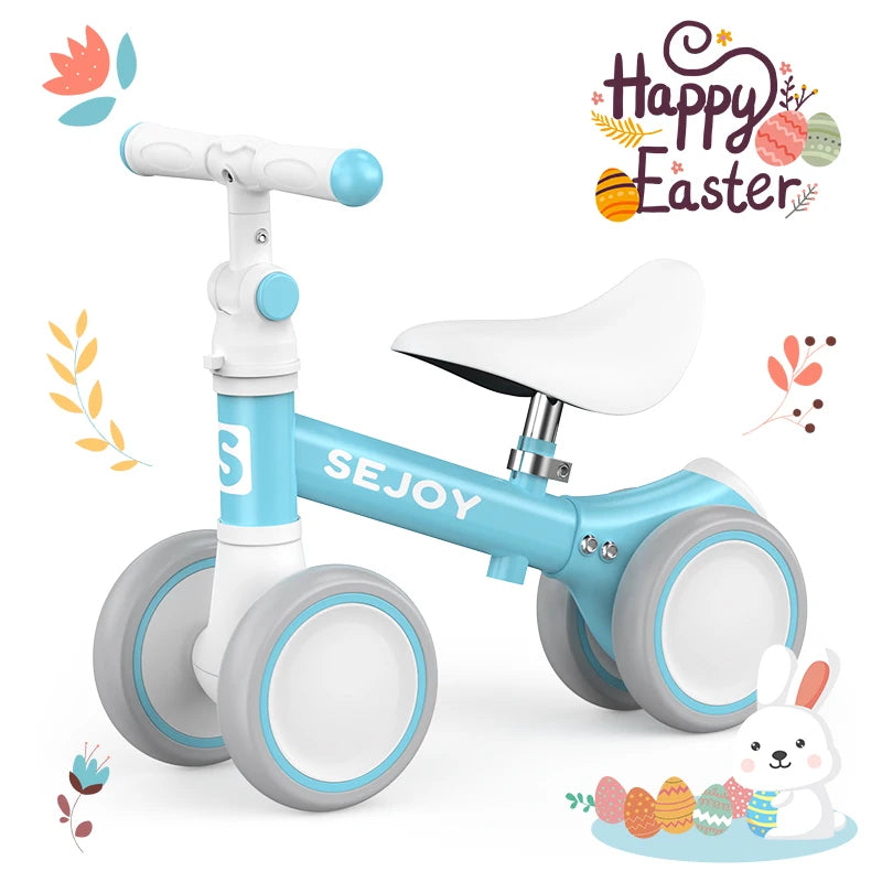 Baby Balance Bike for 1 Year Old Boys Girls 12-36 Month Toddler Balance Bike, 4 Wheels Toddler First Bike,Birthday Gifts,Blue