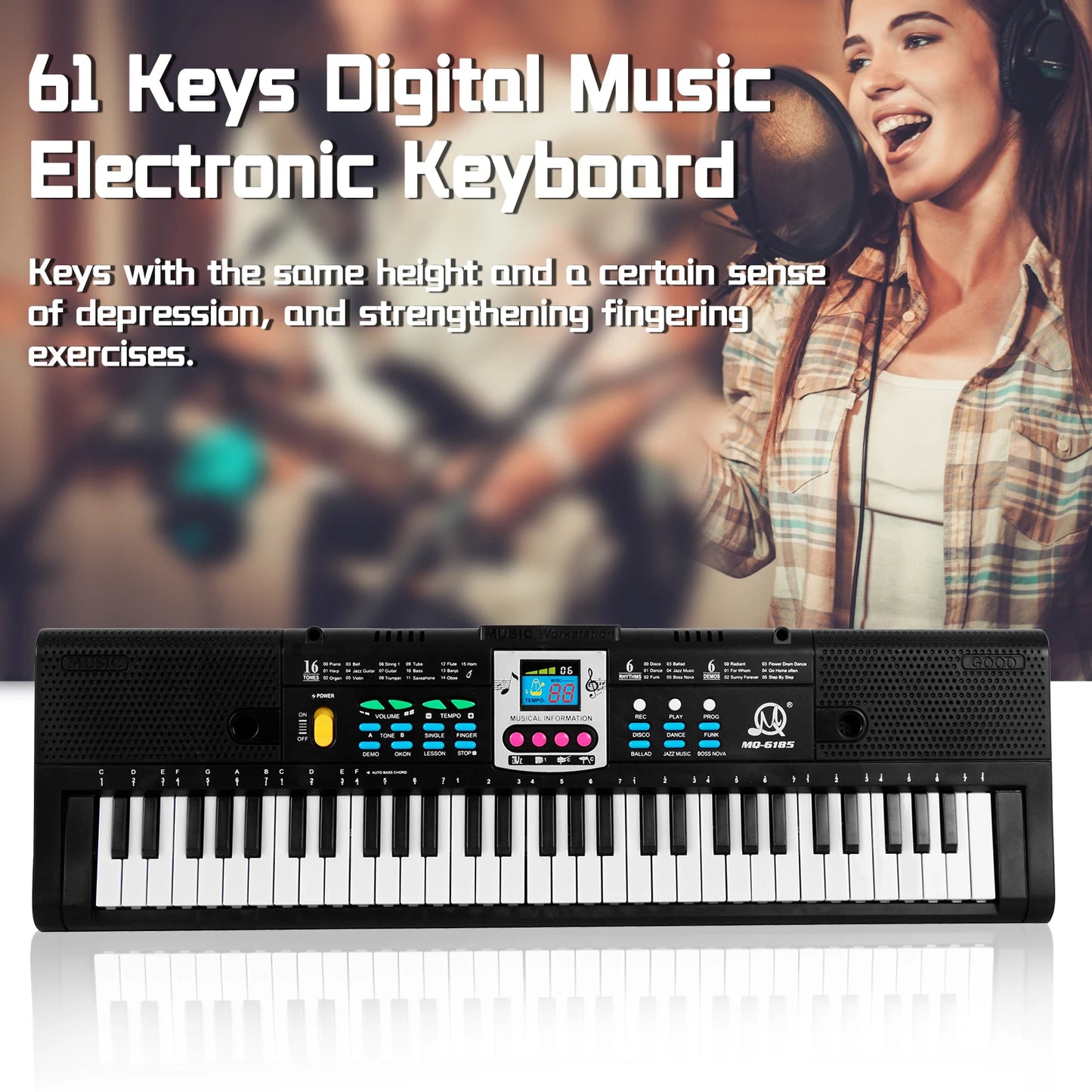 61 Keys Digital Music Electronic Keyboard Kids Multifunctional Electric Piano for Piano Student with Microphone Function 2024