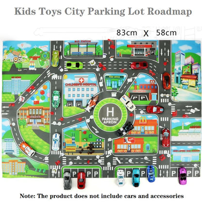 130*100CM Road Map Carpet For Kids Parking Lot Roadmap 83*58CM City Traffic Map of Road Carpet Traffic Signs Baby Play Mat Toys