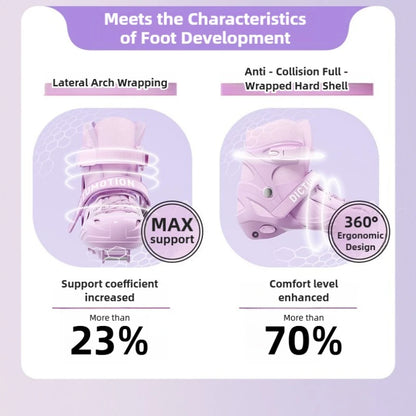 Kids Inline Skates for Beginners Adjustable Roller Blades for Boys Girls Age 6-12 Entry Level Professional Outdoor Skating Shoes