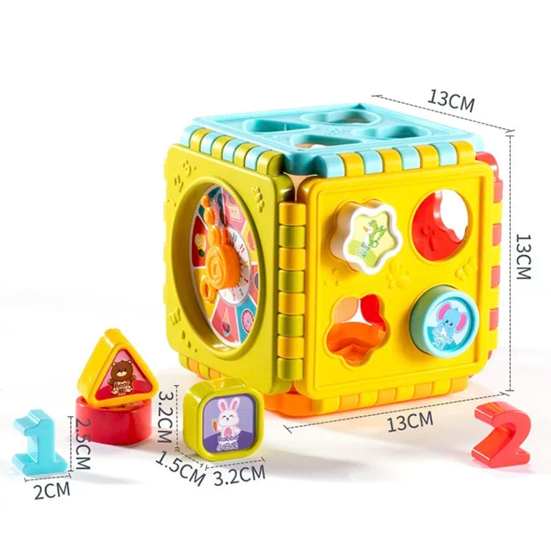 1PCS kids Puzzle Building Block Toy Shape Matching Hexahedron with Number Graphic Cognitive Block for Baby gift