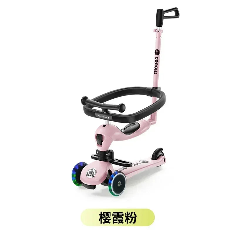 Baby stroller 3 wheels Multifunctional fenced seated scooter suitable for 2-12 years old baby bicycle Lightweight foldable