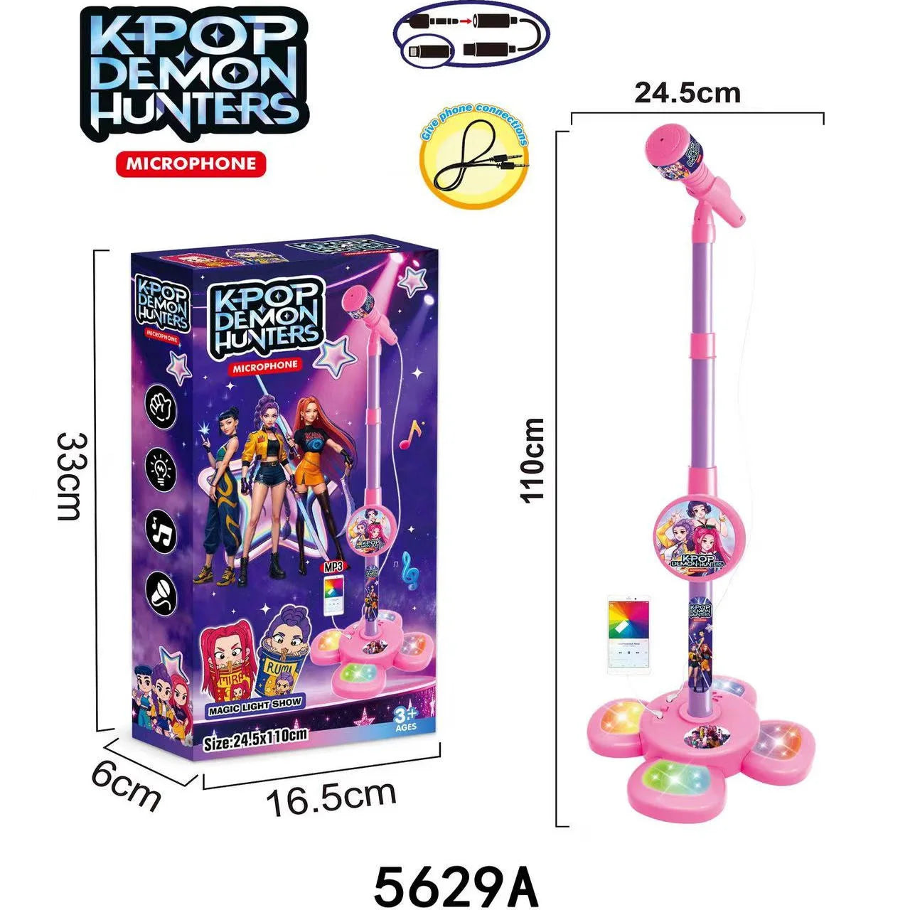 Cartoon Anime Kpop Girl Group Music Microphone Children's Toy with Lights Singing Function