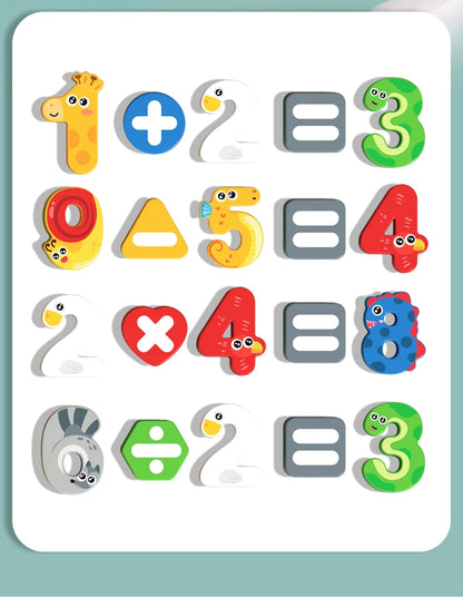 3D Colorful Alphabet Number Puzzle Montessori Wooden Puzzles Matching Games Early Education Toys Mathematics Shape Cognition