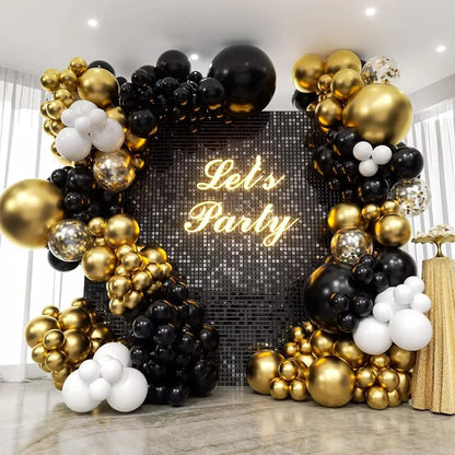 Black Chrome Silver Balloons Arch Garland Kit Wedding Bridal Shower Decor Birthday Party Baby Shower Graduation Party Decoration