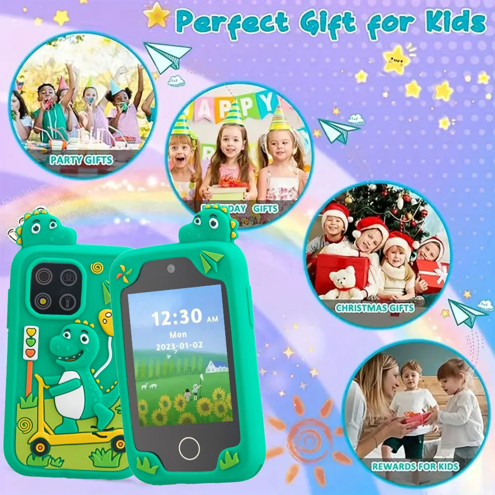 AMORUS Children Muscial Phone Dual Camera Mp3 Player Game Fuction Cartoon Baby Mobile for Girls Boys Birthday Christmas Gifts