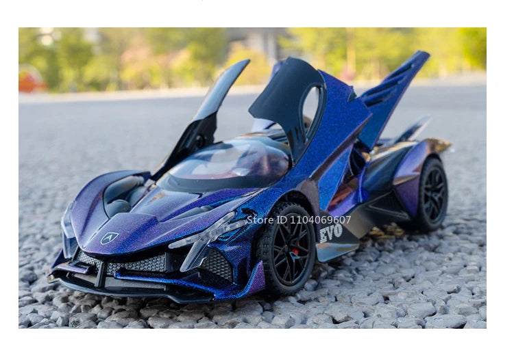 1:32 Scale Apollo EVO Car Toy Models Alloy Diecast Sports Cars Pull Back Sound Light 2 Doors Opened Racing Vehicles Gift for Kid